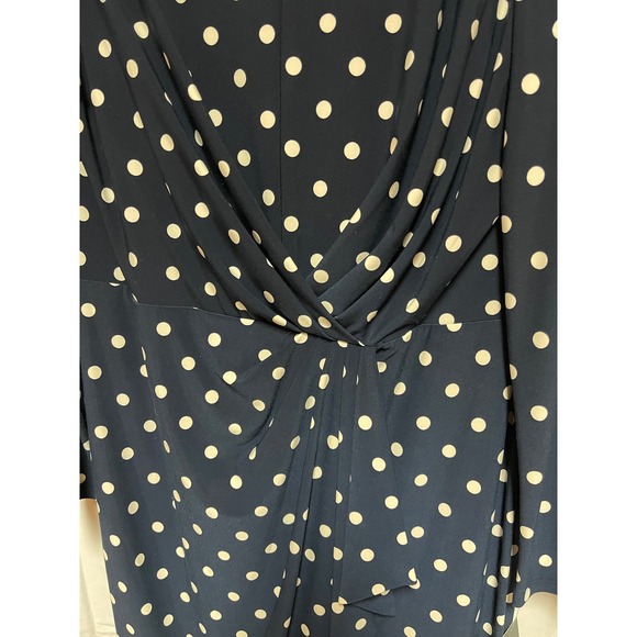 Ralph Lauren Navy and White Polka Dot Faux Wrap Front. Knee Length Size 14 NWT - Picture 3 of 7